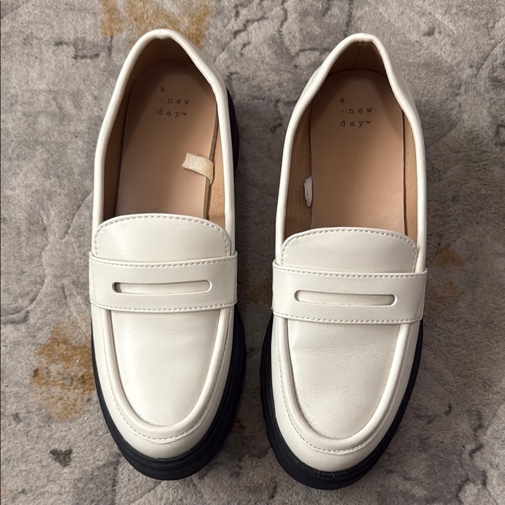 A New Day Cream Loafers with Black Soles